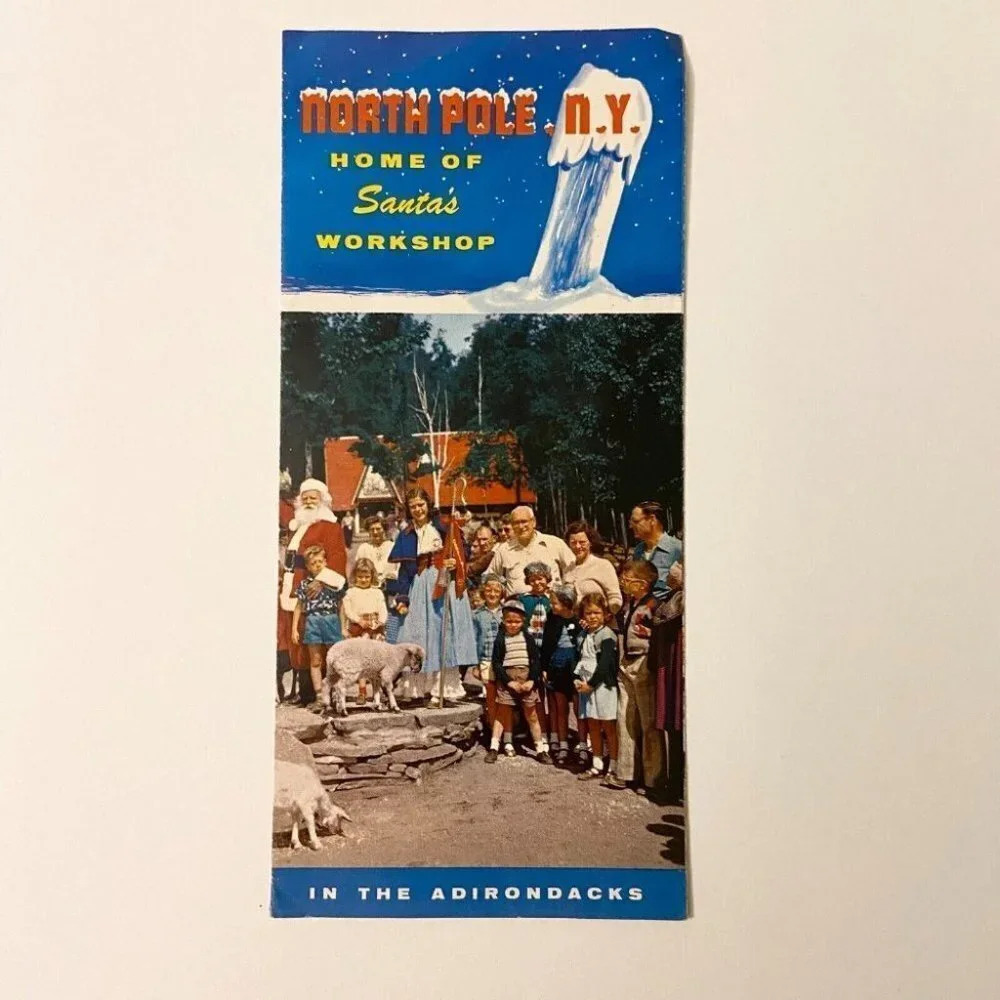 Vintage North Pole New York Santas Workshop Adirondacks Souvenir Travel Brochure